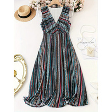 X 72981 Stripe print sleeves dress ����ӡ������ȹ�羳