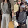 拼色圆领福利短袖针织衫