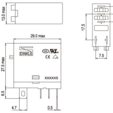 ���DINKLE ��˿�̶����׽����ͼ̵��� 1���� �������, 230V 12A