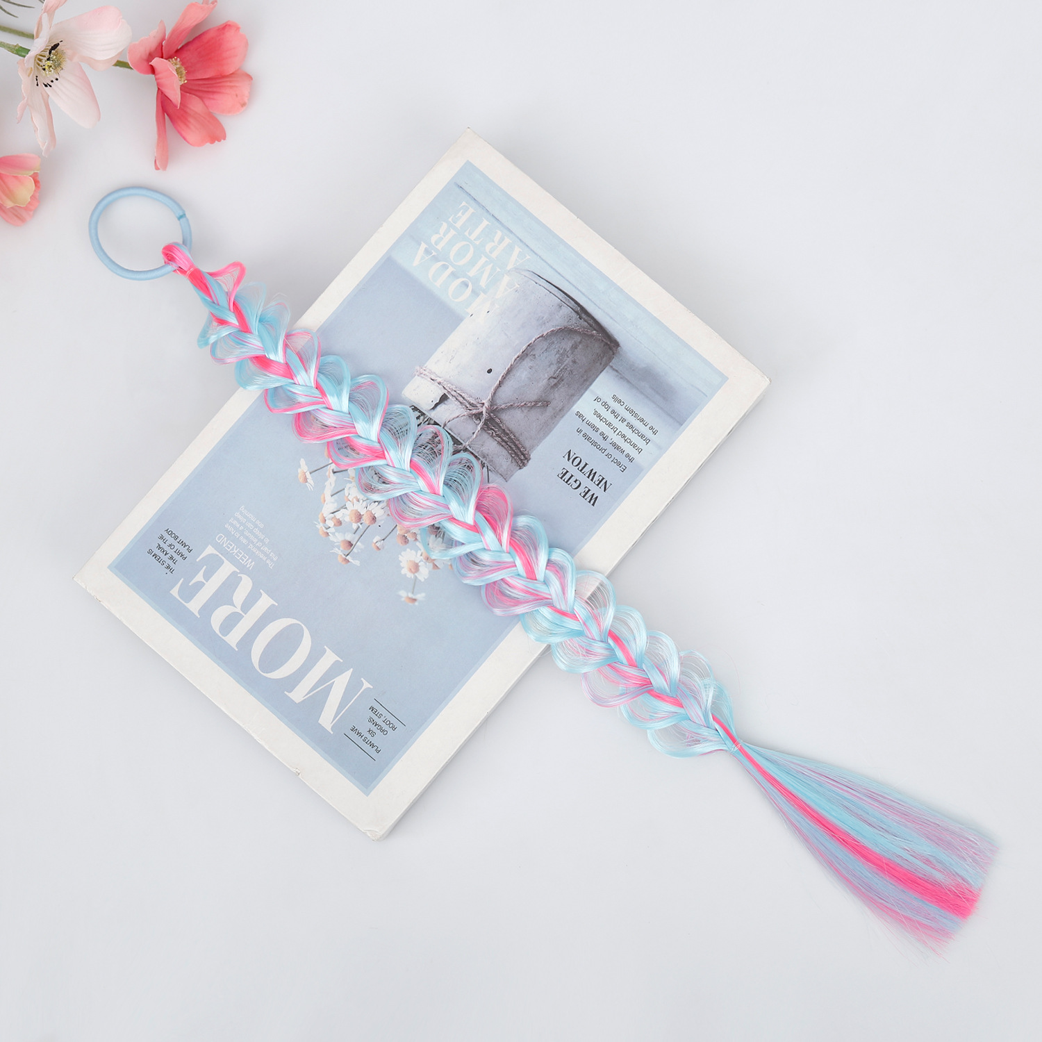 Comercio exterior pelucas de niños trenzas coloridas tocado de trenza burbuja anillo de cabello de alta elasticidad cabello de cola de caballo