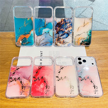 跨境适用iphone17手机壳电镀大理石苹果17pro烫金17Air防摔保护套