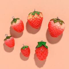 クロスボーダー趣味シミュレーション樹脂いちご果物ペンダントキーホルダー手作りdiy材料アクセサリー部品