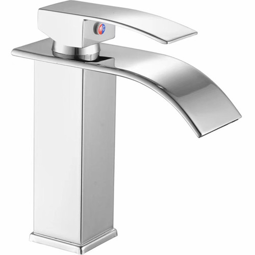 Cross-border stainless steel copper core low waterfall hot and cold faucet washbasin kitchen sink splash-proof universal single-hole faucet