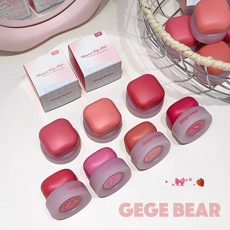 Gege Bear ゲゲベア ムース リップ＆チーク ダブルユース ブラッシュ リップ マッド ナチュラル ヌード メイクアップ 多目的 カラフルでかわいい|undefined