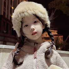 秋冬季儿童帽子女童加厚真兔毛绒保暖防风护耳可爱2025兔毛公主帽