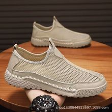 外贸出口意大利大牌原单撤柜高档网面真皮男鞋夏季新款透气运动鞋