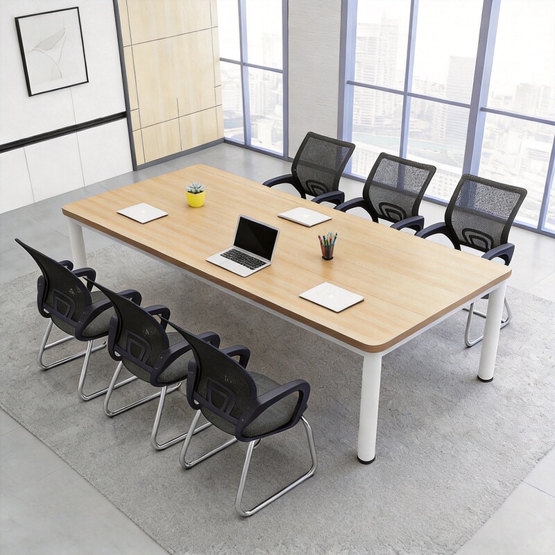 Small, simple conference table, conference room table and chair set, modern minimalist workstation, long desk, long table