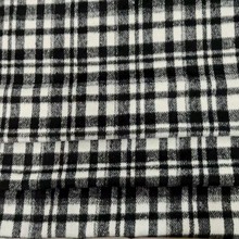 黑白方格顺毛呢面料 单面千鸟两条格呢料 粗纺格子大衣西装面料