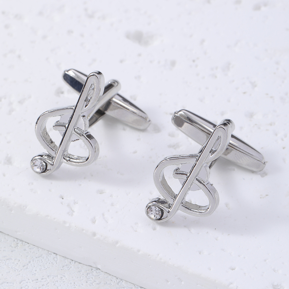 gemelli da polso con diamanti con nota musicale da uomo, semplici, alla moda, in lega, di alta qualità, con fibbia per camicia, accessori, nuovi prodotti in magazzino_voghion.com
