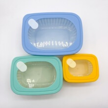 PP 包胶保鲜碗三件套 带排气阀密封防漏保鲜盒 冰箱食材分装盒