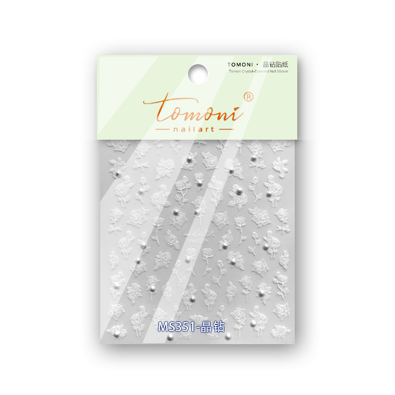 Pegatinas de uñas de diamante de cristal tomoni sin pérdida de cooperación pegatinas de uñas japonesas al por mayor blanco y negro Rosa MS300