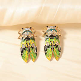 跨境个性创意设计感合金滴油复古潮流蟑螂昆虫系列耳钉  小众独特