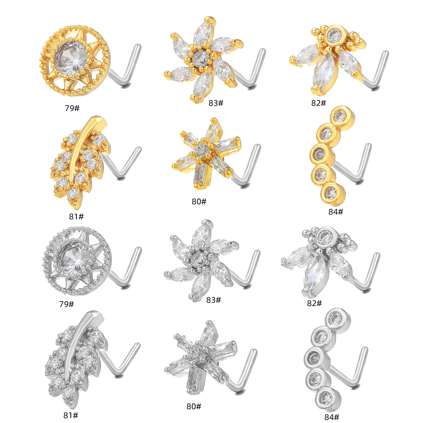 Fashion Geometric Copper Plating Zircon Nose studs 1 Piece