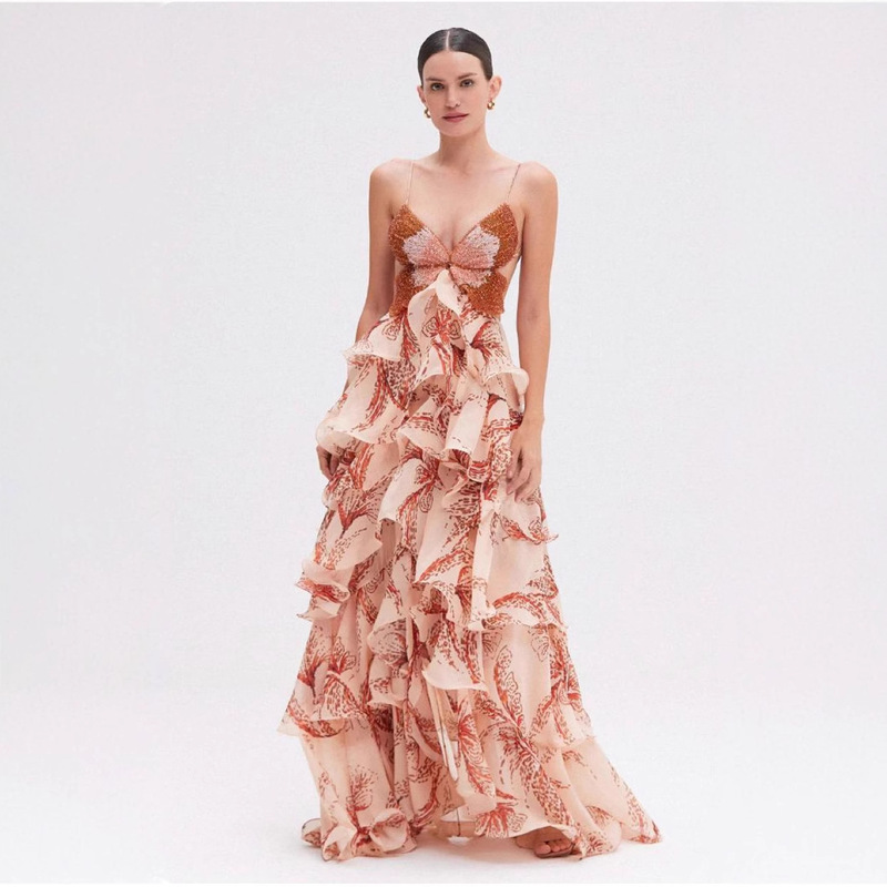 2026 Cross-Border Women's Clothing Ebay Aliexpress Amazon Summer Fashion Multi-Layered Ruffle Butterfly Dress Long Skirt 2026 Cross-Border Women's Clothing Ebay Aliexpress Amazon Summer Fashion Multi-Layered Ruffle Butterfly Dress Long Skirt