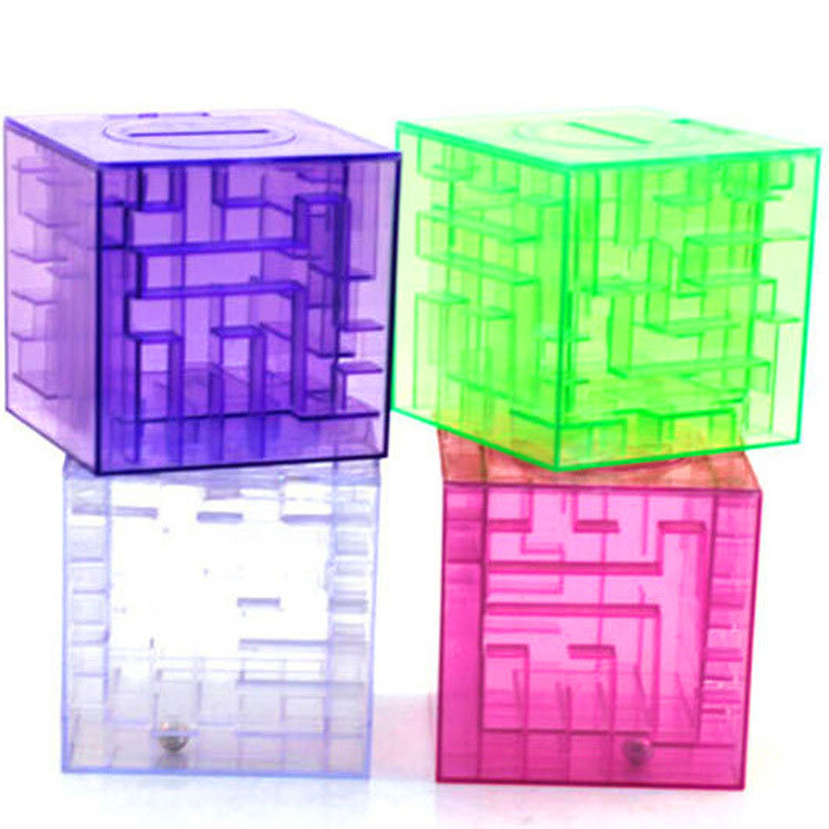 Comercio exterior 3D Laberinto Cubo de Rubik alcancía cuentas de inteligencia de los niños rompiendo la puerta alcancía de plástico juguete Laberinto