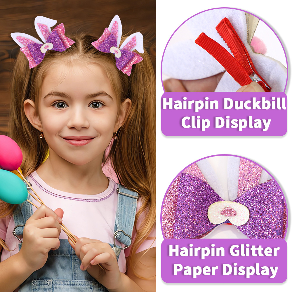 Nuevos dibujos animados para niños pascua cabello almidón oreja de conejo arco tarjeta de cabello fiesta huevo pollo adornos de cabello