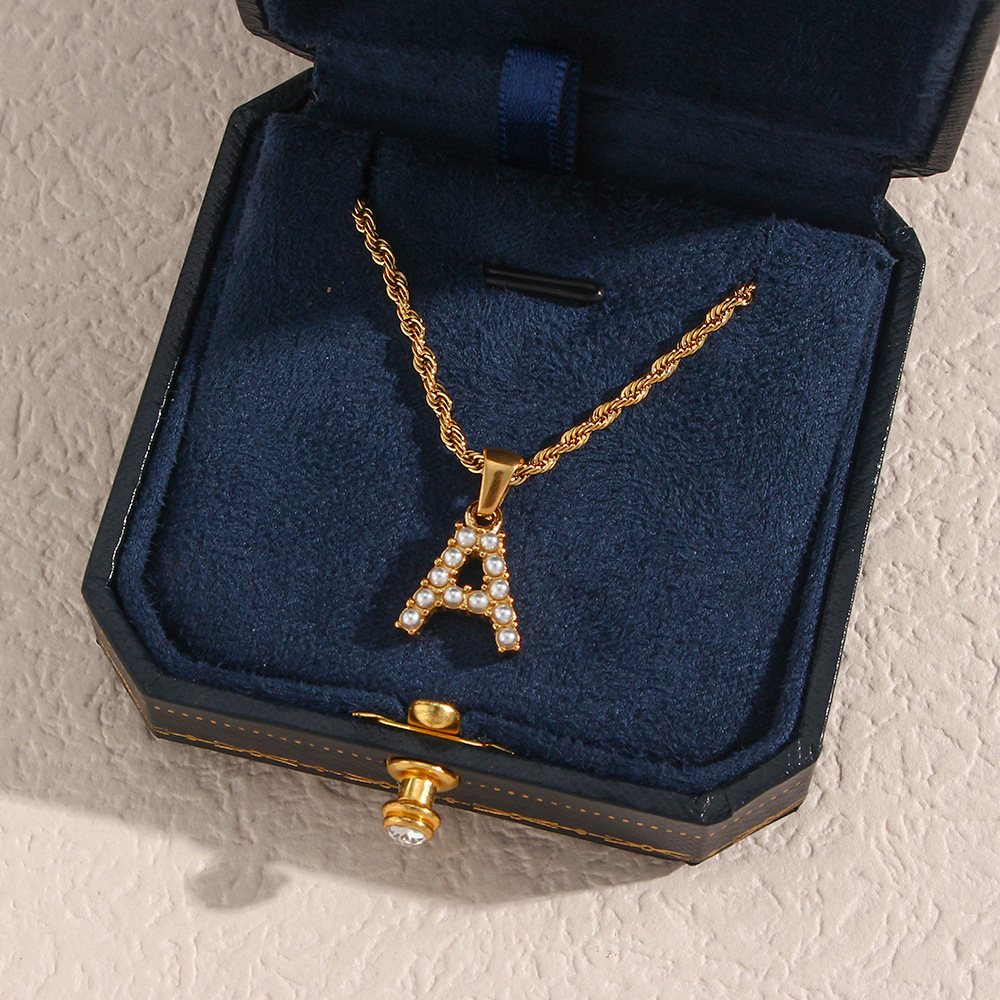 Fashion Letter Stainless Steel Pendant Necklace Plating Inlay Pearl Stainless Steel Necklaces