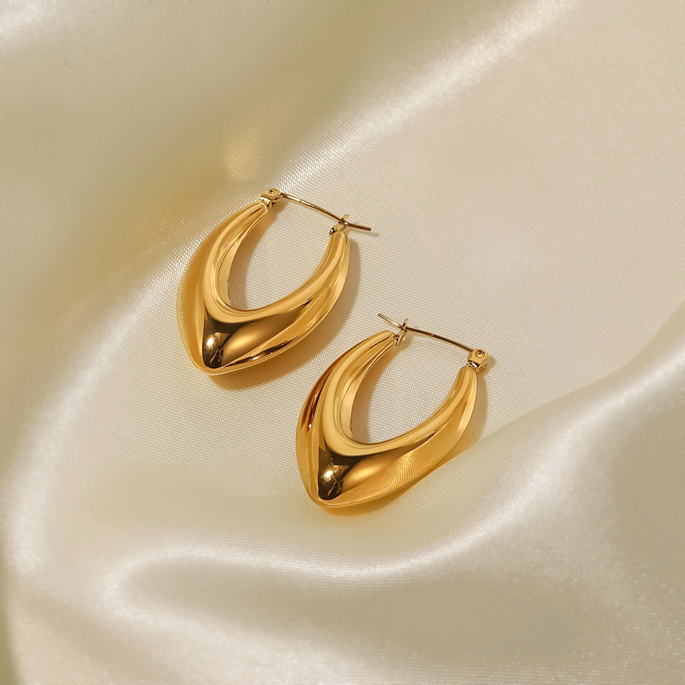 Fashion V Shape Stainless Steel Earrings Gold Plated Stainless Steel Earrings