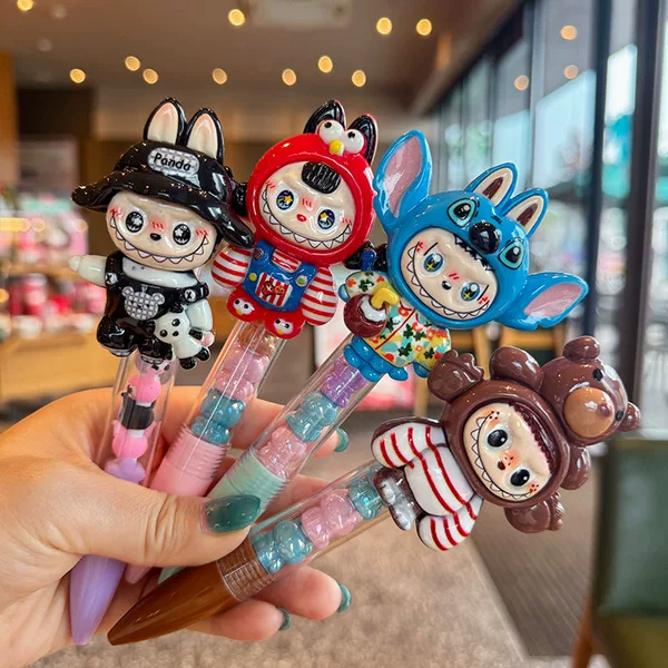 Cartoon Smiley Funny Flash Diamond Push Ballpoint Pen Black Cute Girl Girl Dream Beaded Pen New