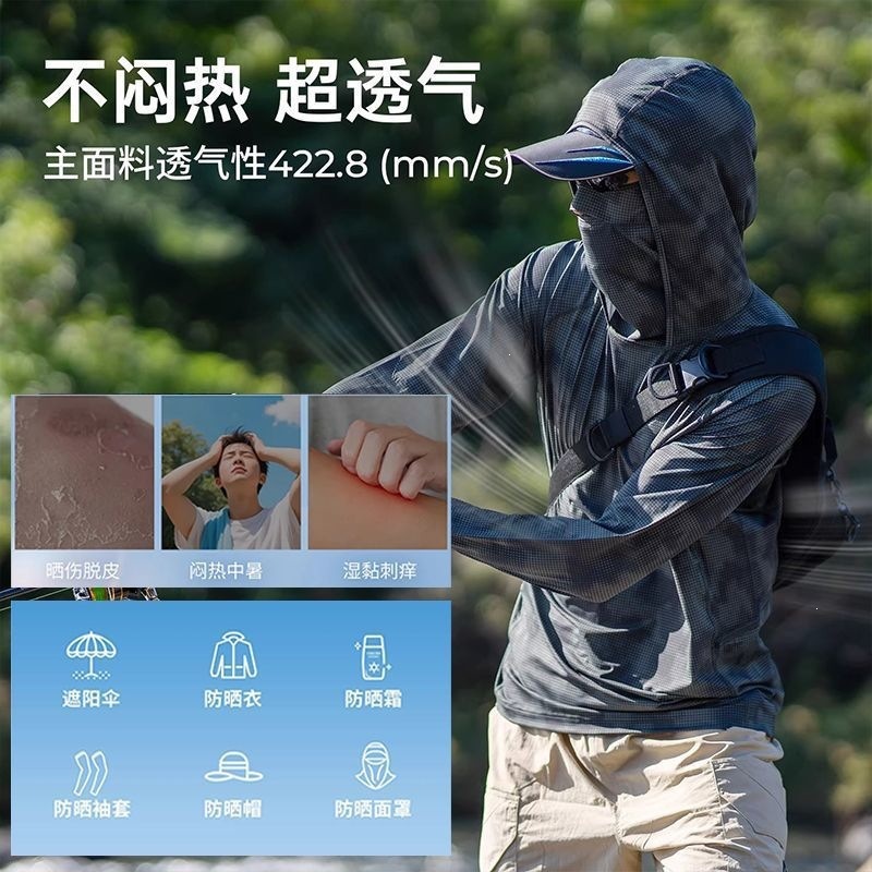 Sudeste asiático explosivo transfronterizo seda de hielo ropa de protección solar para hombres nueva ropa de protección solar ultravioleta delgada transpirable pesca al aire libre