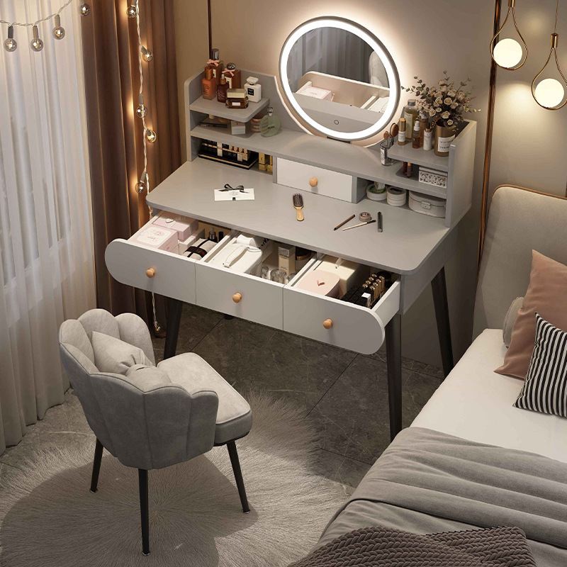 Dressing Table Bedroom Modern Simple Light Luxury Dressing Table Small Apartment Internet Celebrity Makeup Mirror Storage Integrated Dressing Table Dressing Table Bedroom Modern Simple Light Luxury Dressing Table Small Apartment Internet Celebrity Makeup Mirror Storage Integrated Dressing Table