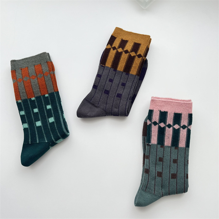 Women's Retro Color Block Polka Dots Cotton Blend Ankle Socks A Pair display picture 4