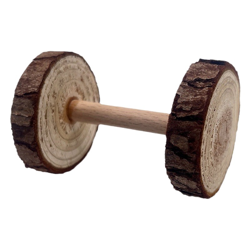 Amazon hámster cerdo holandés loro juguete de madera maciza pequeña mascota molar suministros hámster entrenamiento mancuerna juguete