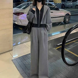 慵懒风休闲运动套装女2025秋冬新款显瘦卫衣外套宽松阔腿裤两件套