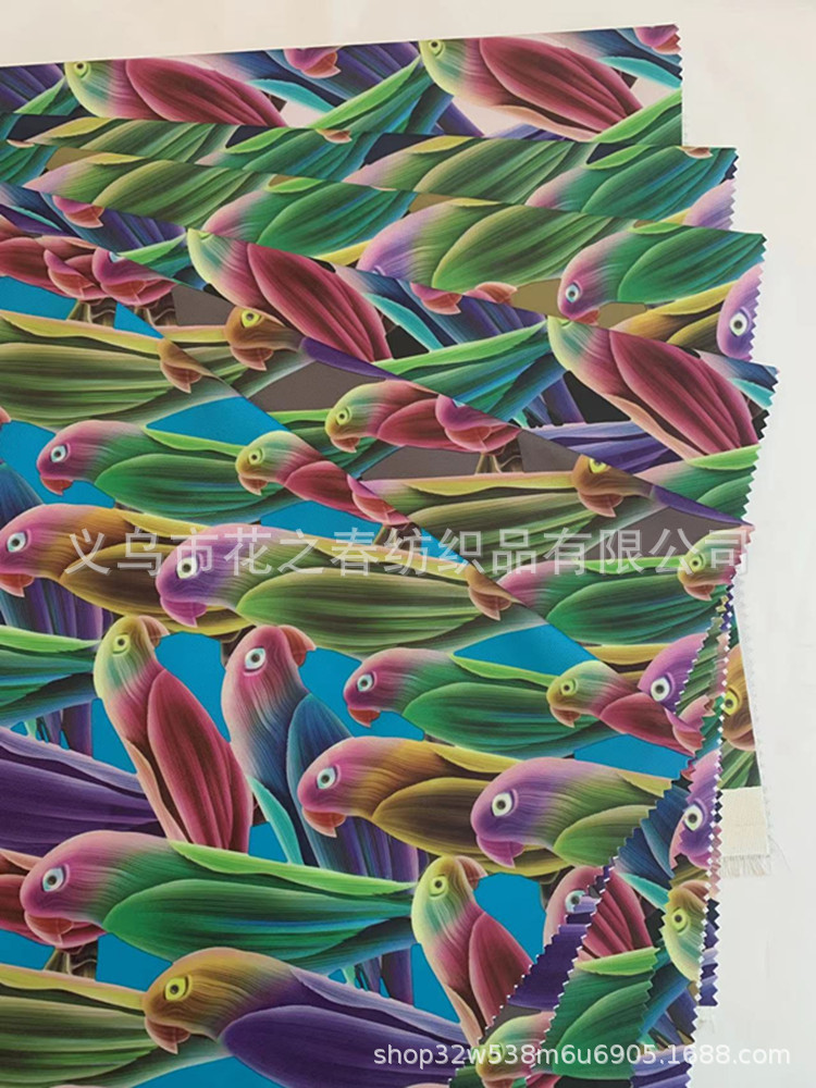 鹦鹉图案印花皮膜防污防水箱包背包收纳保温饭盒洗浴洗漱包面料