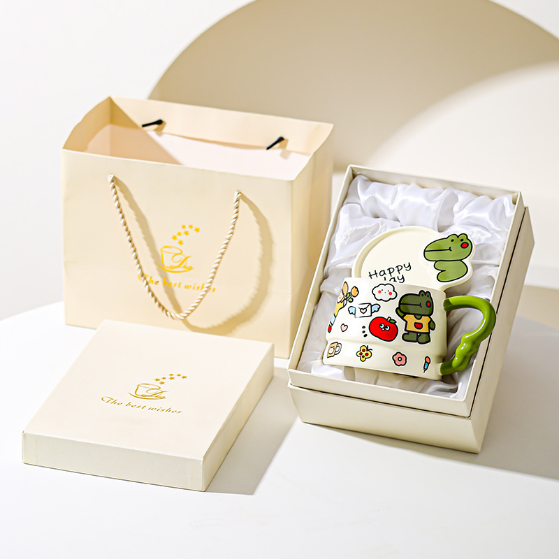 Caricatura encantadora taza de marca de animales de dibujos animados taza de cerámica creativa regalo de cumpleaños taza de desayuno taza de café