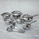 Wholesale cross-border stainless steel cookware suit thickened double bottom milk pan frying pan soup pot 15 piece set of foreign trade gifts