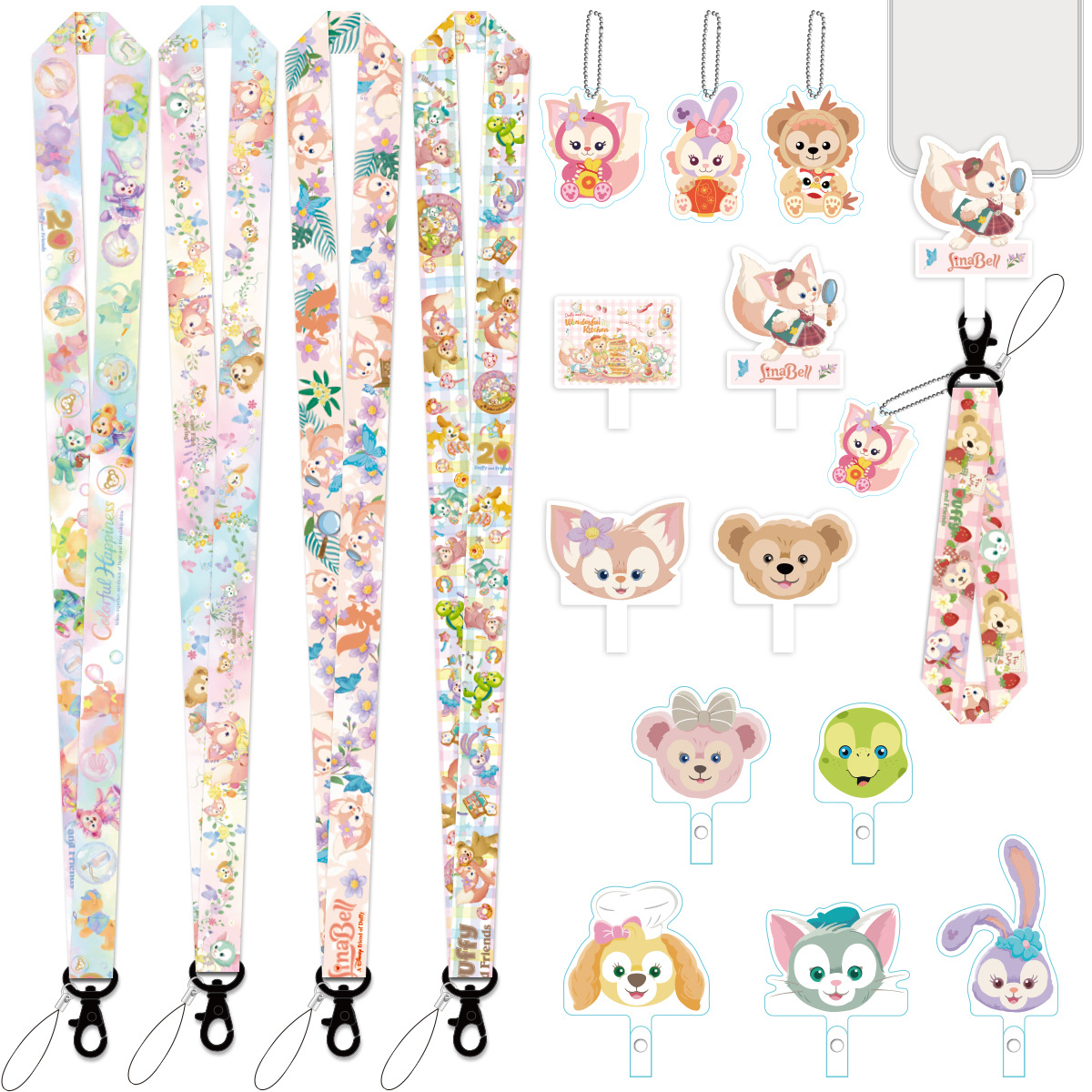 Duffy Bear, Shirley, Rosemary, Stardell, Loulinna Belle, Mobile Phone Anti-Loss Pad, Clip, Lanyard, Creative Cartoon Wristband