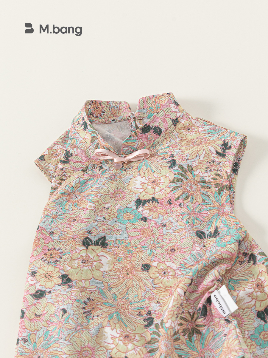 Youbao ropa para niños 2025 nuevo verano traje Tang niña cuello alto Hanfu estilo nacional estampado niños sin mangas top