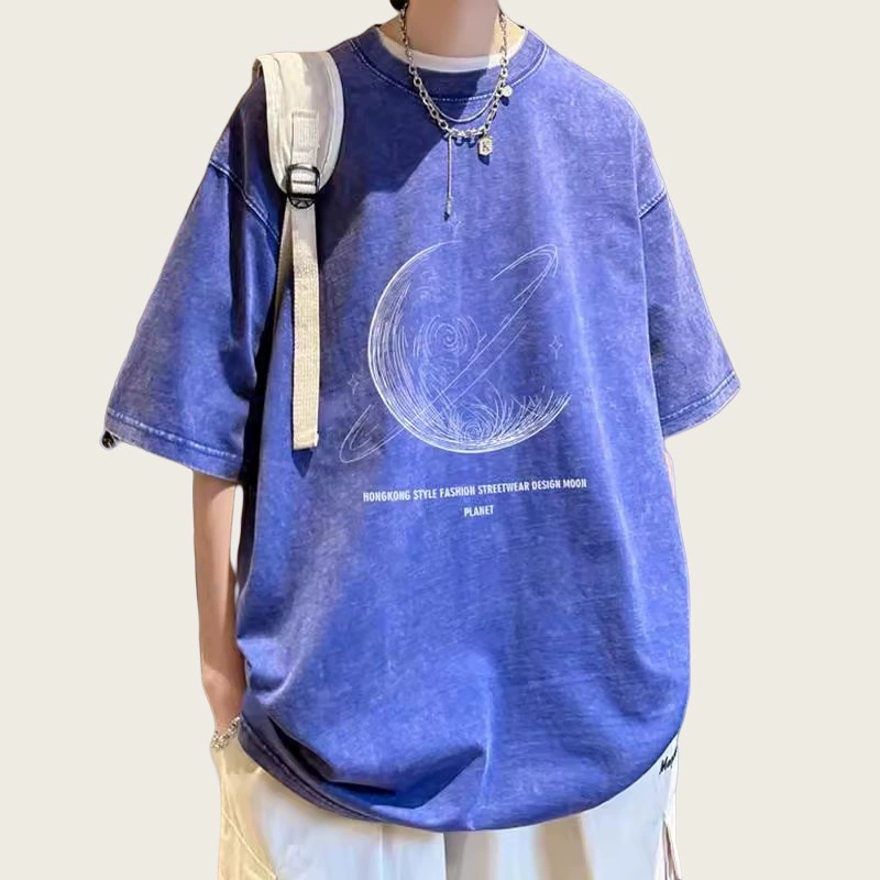Хлопковая футболка с коротким руqавом, oversize, американский стиль