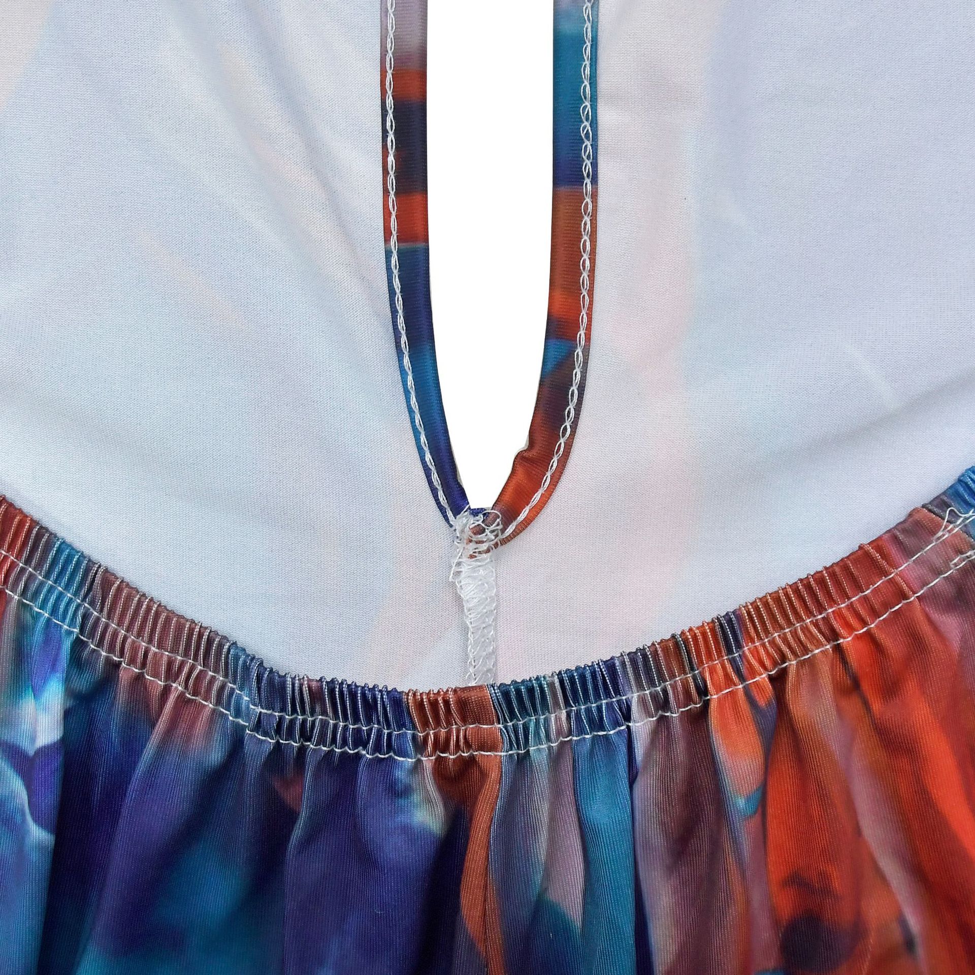 Women Wear Print Sleeveless Deep V Plunge Color Block Backless Long Conjoined Trousers