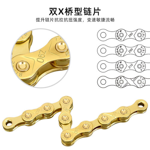 ENLEE mountain bike road bike chain 8 9 10 11 12 speed electroplated chain anti-rust with magic buckle