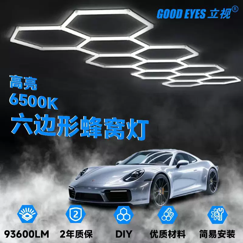 跨境专供RGB防水蜂窝灯·高亮宽压LED洗车灯·适用于4S店/汽修