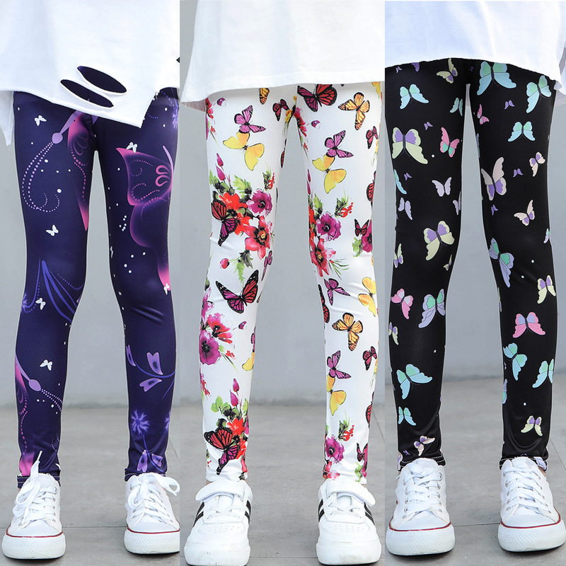 AliExpress EabyWish Girls' Leggings Spring and Autumn Thin Children's Stretch Print Pants Korean Style Middle and Large Children's Pants