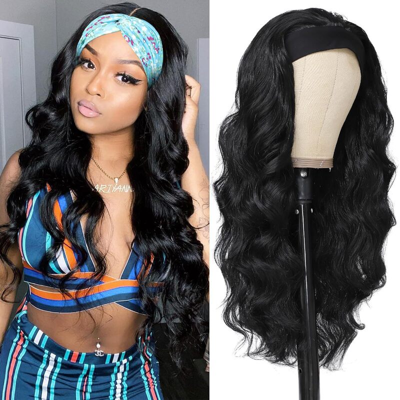 Amazon Best-Selling Wig African Women's Ice Ribbon Wig Black Big Wavy Long Curly Hair Chemical Fiber Headgear