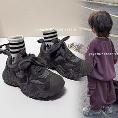 真皮复古儿童老爹鞋2025秋季新款男童软底运动鞋女童户外登山鞋子