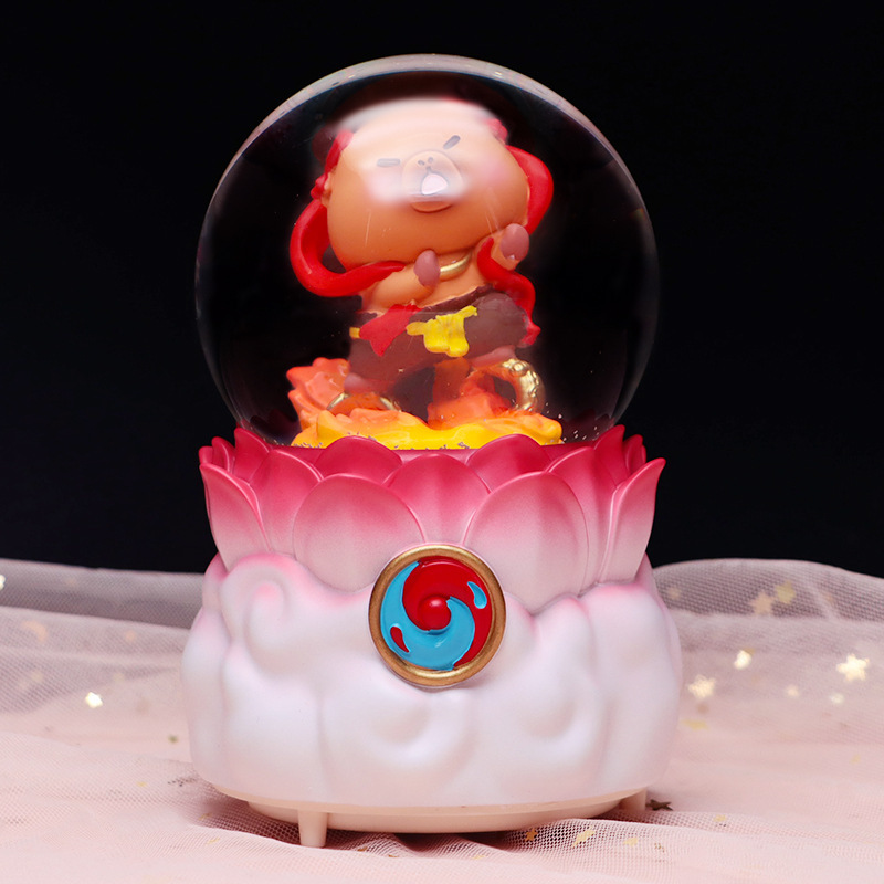 Creative Magic Pig Little Nezha Capybara Crystal Ball Music Box Glowing Snowfall Rotating Music Box Birthday Gift Creative Magic Pig Little Nezha Capybara Crystal Ball Music Box Glowing Snowfall Rotating Music Box Birthday Gift