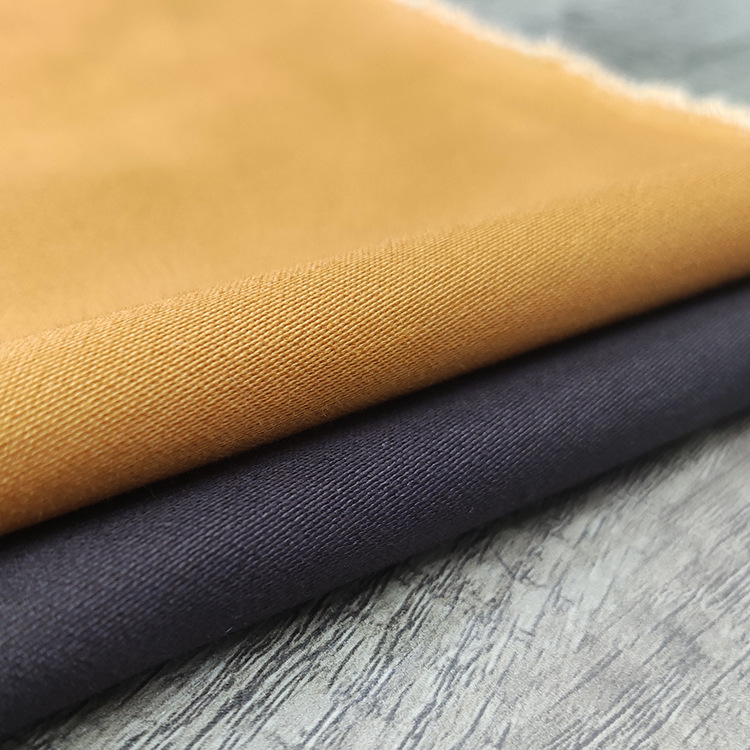 Ecológico orgánico 2 / 1 algodón teñido de poliéster / spandex tela de pantalón elástico