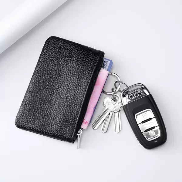 Top layer cowhide card bag leather coin purse key bag mini small wallet bus card set spot factory wholesale