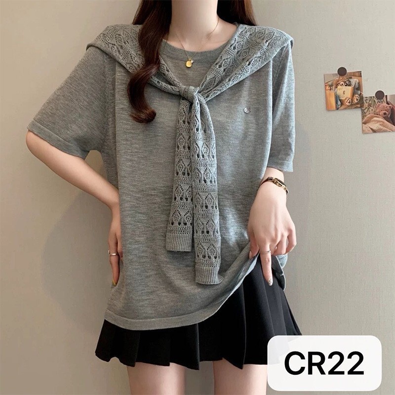 Summer Knitted Vest for Women with Navy Collar and Shawl, Stylish, Casual, Comfortable, Sweet, Elegant, and High-End