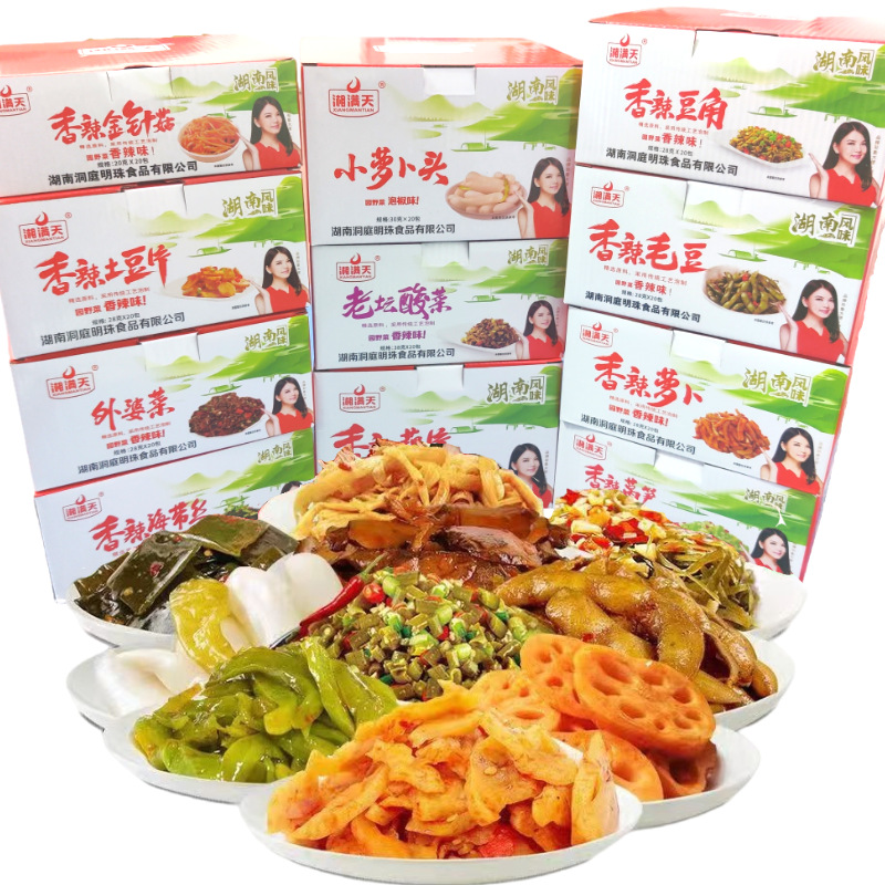 湘满天下饭菜素菜香辣萝卜海带丝豆角藕片土豆片黄瓜金针菇笋条