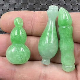 玉石挂件翠玉白底青葫芦挂件豆绿色花瓶挂件阳绿玉毛笔项链坠玉坠