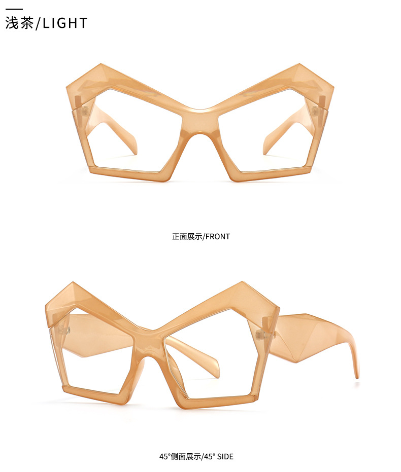 Anti-blu-ray Cat Eye Polygonal Cross-border Modern Glamour Flat Glasses display picture 8