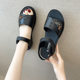 2022 new middle-aged and elderly mother sandals grandma mother-in-law leather sandals Women's Flat soft bottom non-slip comfortable women's shoes