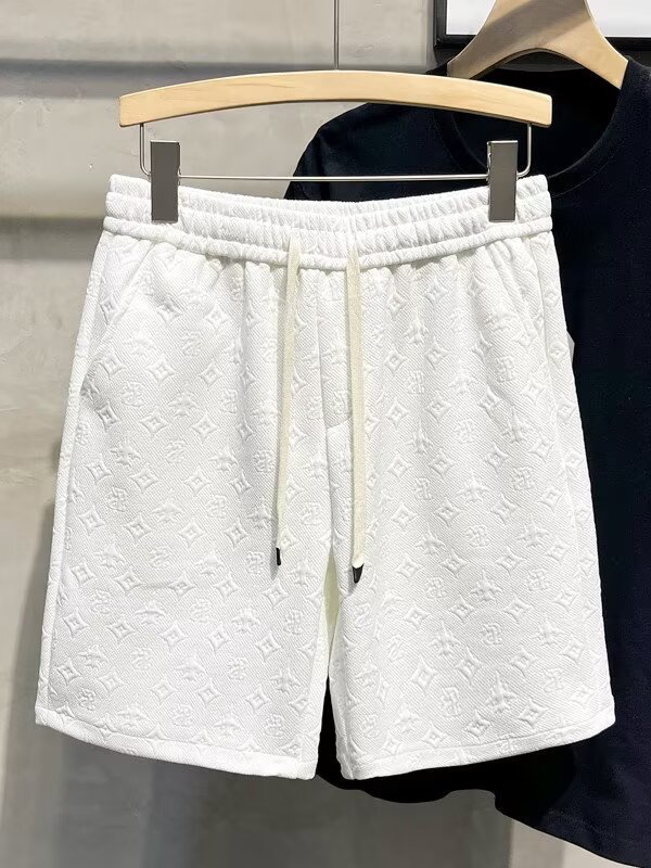 Short décontracté ample pour homme, style fin et tendance, couleur unie, jacquard cinq points, idéal pour l'été._voghion.com