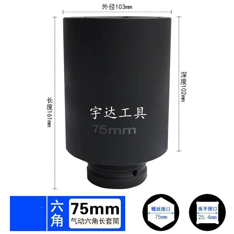 卸売在庫 1inch 長尺エアガン用ヘッド 160mm ヘビーデューティーソケットヘッド 25mm 六角ソケット 大型エアガン用ソケットセット|undefined